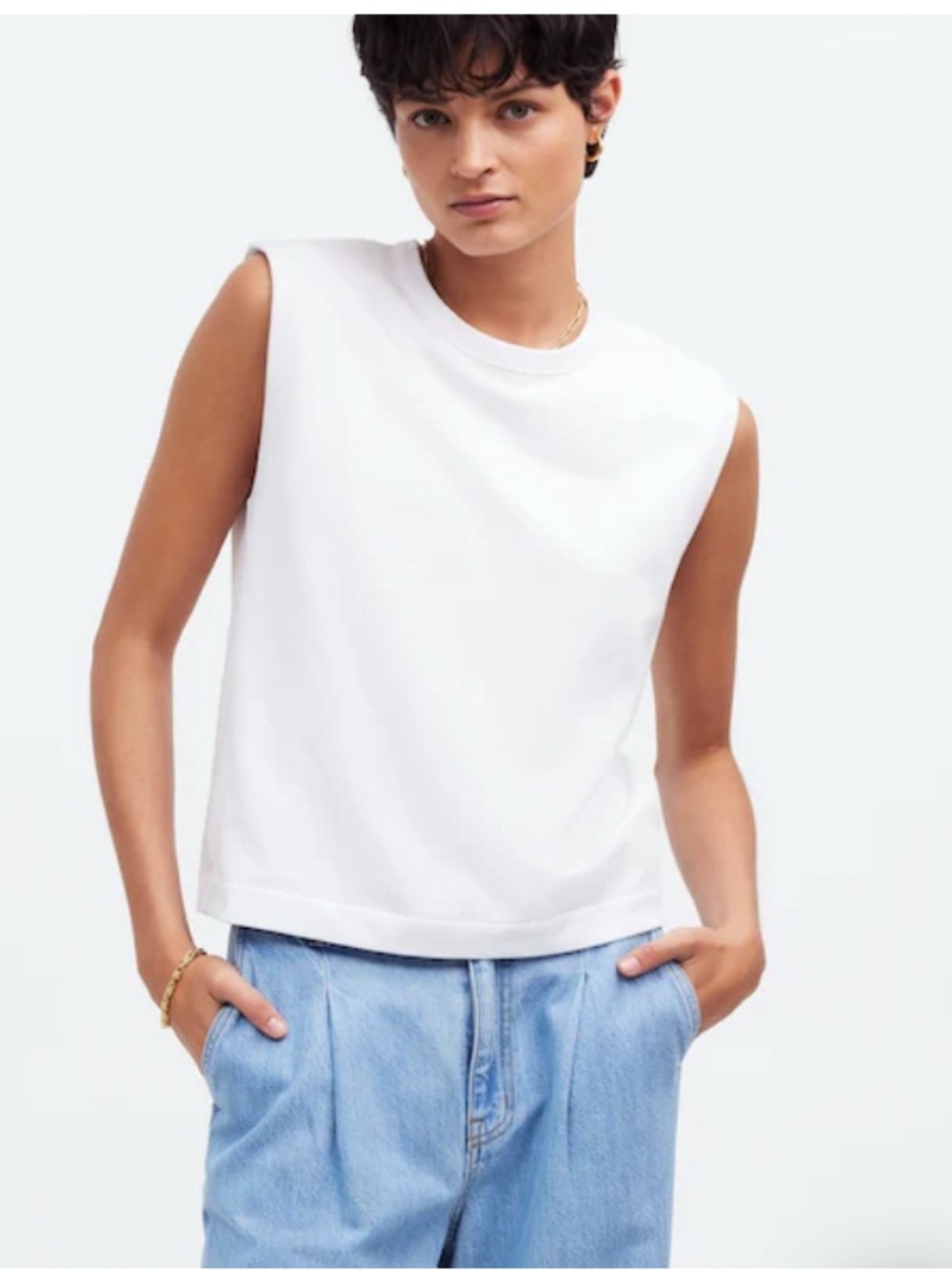 Madewell White High-Neck Sleeveless Tank